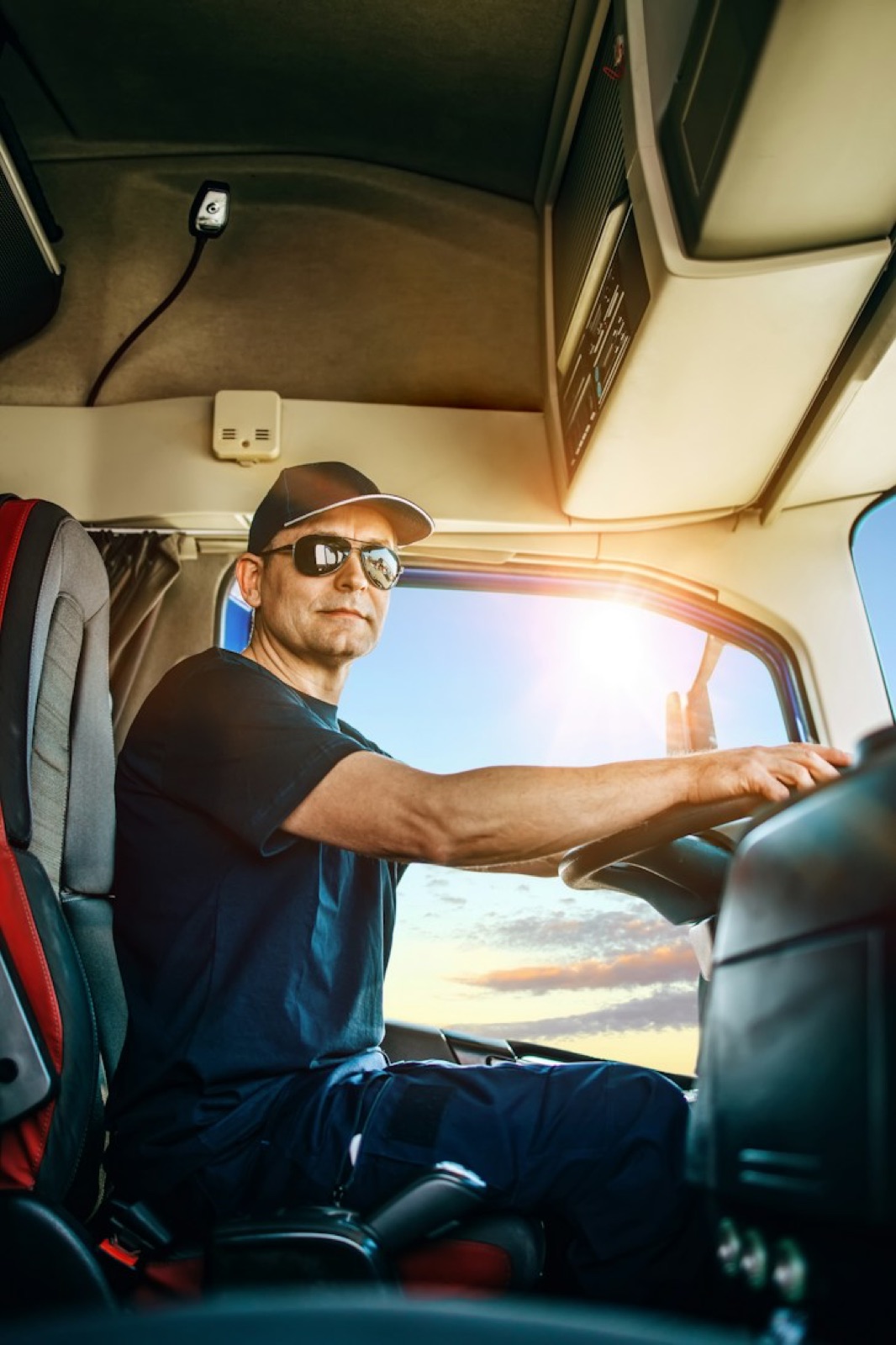Ameritex driver at the wheel of a moving truck