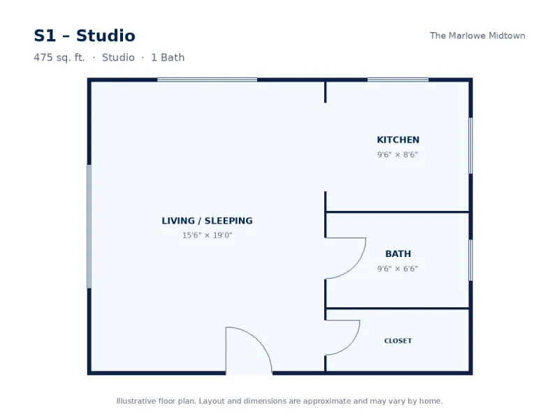 Floor plan drawing for S1 – Studio