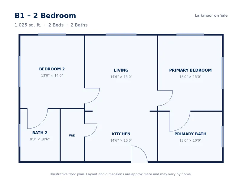 Floor plan drawing for B1 – 2 Bedroom