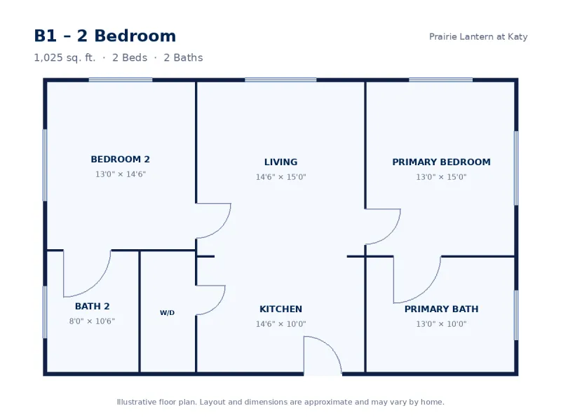 Floor plan drawing for B1 – 2 Bedroom