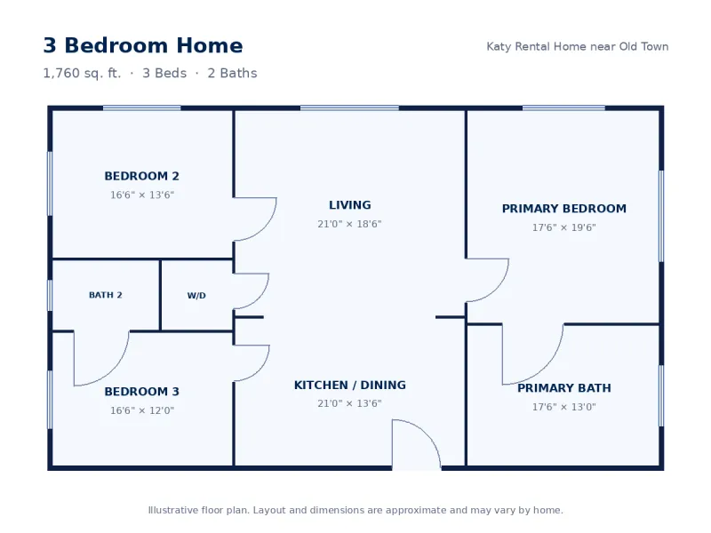 Floor plan drawing for 3 Bedroom Home