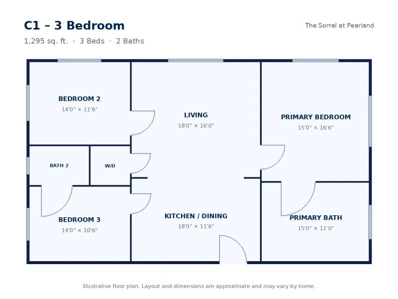 Floor plan drawing for C1 – 3 Bedroom