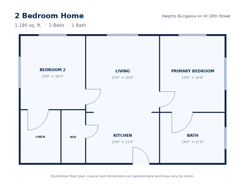 Floor plan drawing for 2 Bedroom Home