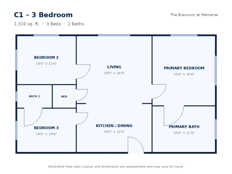 Floor plan drawing for C1 – 3 Bedroom